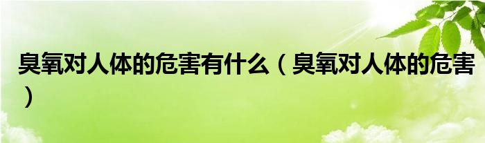 臭氧对人体的危害有什么（臭氧对人体的危害）