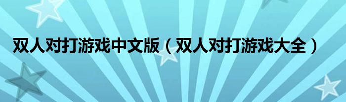 双人对打游戏中文版（双人对打游戏大全）