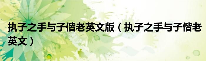执子之手与子偕老英文版（执子之手与子偕老英文）