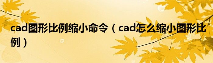 cad图形比例缩小命令（cad怎么缩小图形比例）