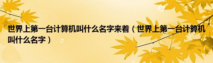 世界上第一台计算机叫什么名字来着（世界上第一台计算机叫什么名字）
