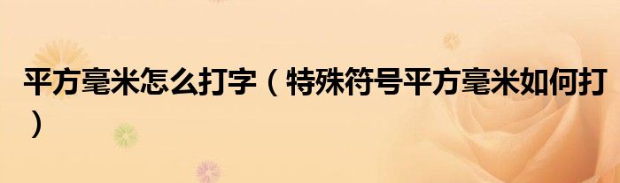 平方毫米怎么打字（特殊符号平方毫米如何打）
