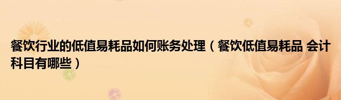 餐饮行业的低值易耗品如何账务处理（餐饮低值易耗品 会计科目有哪些）