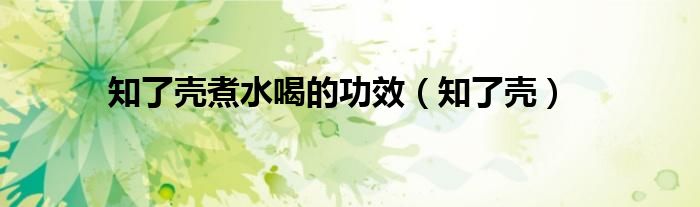 知了壳煮水喝的功效（知了壳）