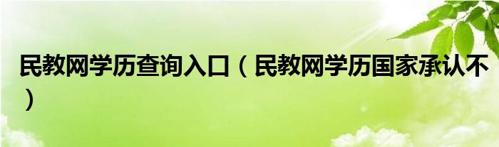 民教网学历查询入口（民教网学历国家承认不）