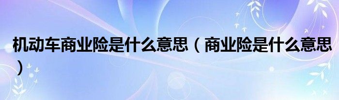 机动车商业险是什么意思（商业险是什么意思）
