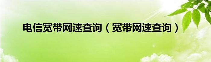 电信宽带网速查询（宽带网速查询）