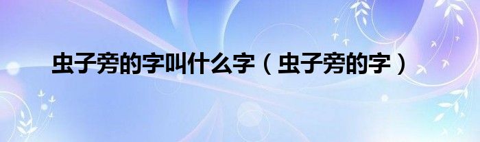 虫子旁的字叫什么字（虫子旁的字）