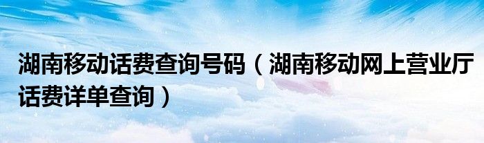 湖南移动话费查询号码（湖南移动网上营业厅话费详单查询）