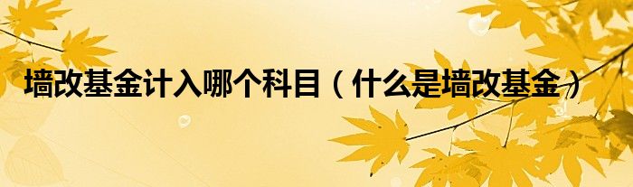 墙改基金计入哪个科目（什么是墙改基金）