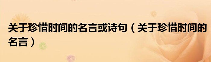 关于珍惜时间的名言或诗句（关于珍惜时间的名言）