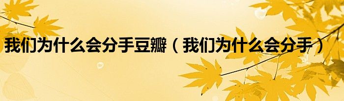 我们为什么会分手豆瓣（我们为什么会分手）
