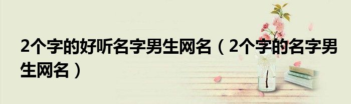 2个字的好听名字男生网名（2个字的名字男生网名）