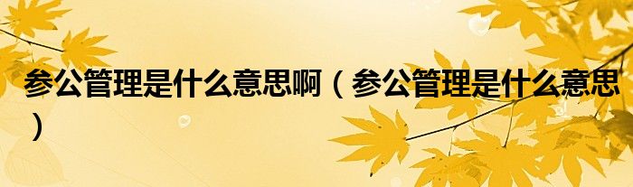 参公管理是什么意思啊（参公管理是什么意思）