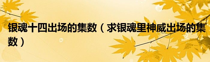 银魂十四出场的集数（求银魂里神威出场的集数）