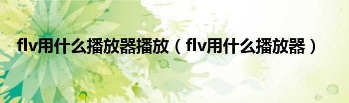 flv用什么播放器播放（flv用什么播放器）