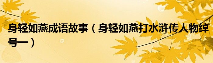 身轻如燕成语故事（身轻如燕打水浒传人物绰号一）