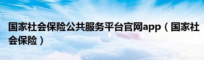 国家社会保险公共服务平台官网app（国家社会保险）