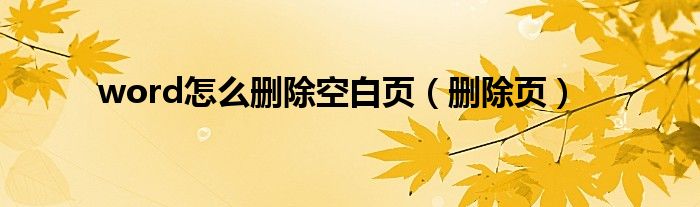 word怎么删除空白页（删除页）