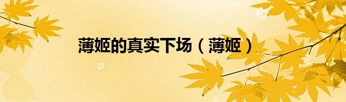 薄姬的真实下场（薄姬）