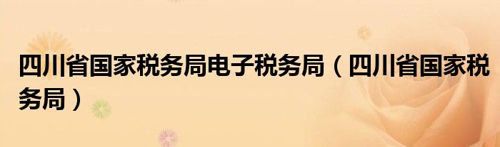 四川省国家税务局电子税务局（四川省国家税务局）