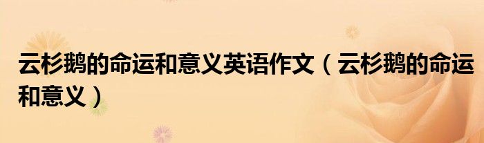云杉鹅的命运和意义英语作文（云杉鹅的命运和意义）