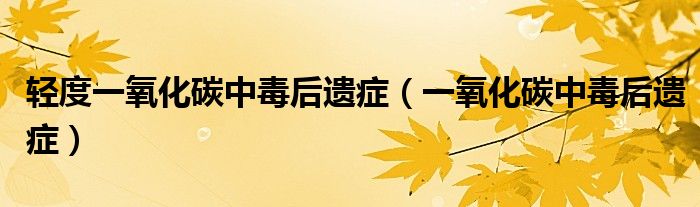 轻度一氧化碳中毒后遗症（一氧化碳中毒后遗症）