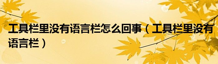 工具栏里没有语言栏怎么回事（工具栏里没有语言栏）