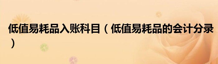 低值易耗品入账科目（低值易耗品的会计分录）