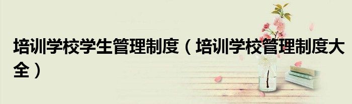 培训学校学生管理制度（培训学校管理制度大全）