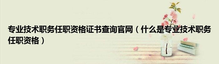 专业技术职务任职资格证书查询官网（什么是专业技术职务任职资格）
