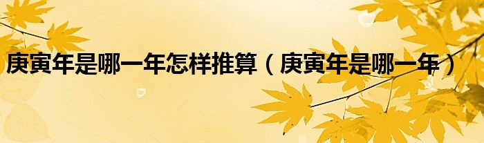 庚寅年是哪一年怎样推算（庚寅年是哪一年）