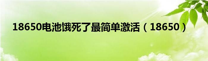 18650电池饿死了最简单激活（18650）