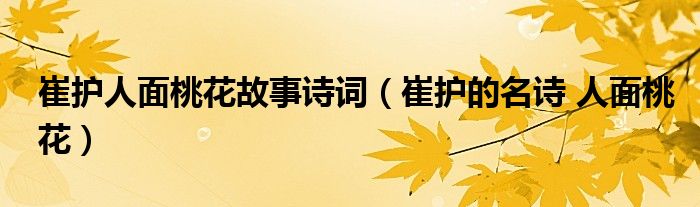 崔护人面桃花故事诗词（崔护的名诗 人面桃花）