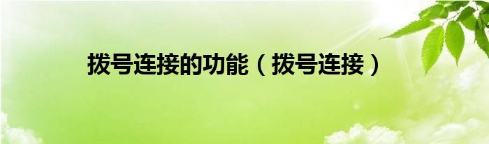 拨号连接的功能（拨号连接）