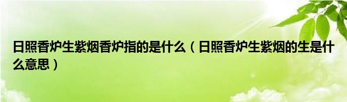 日照香炉生紫烟香炉指的是什么（日照香炉生紫烟的生是什么意思）