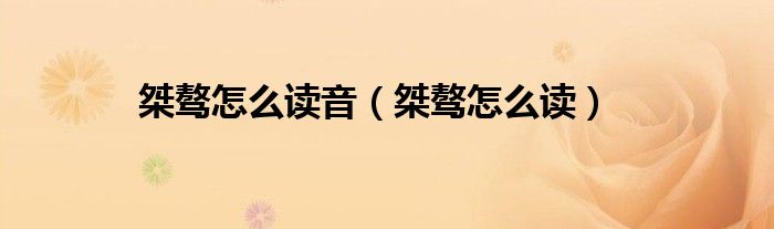 桀骜怎么读音（桀骜怎么读）