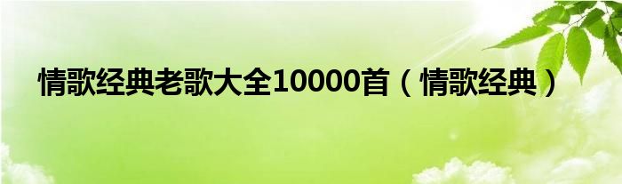 情歌经典老歌大全10000首（情歌经典）