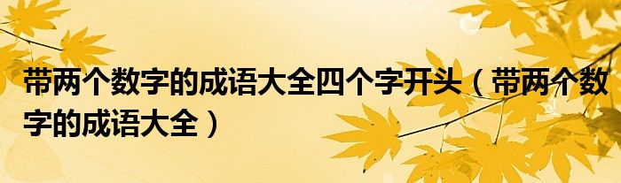 带两个数字的成语大全四个字开头（带两个数字的成语大全）