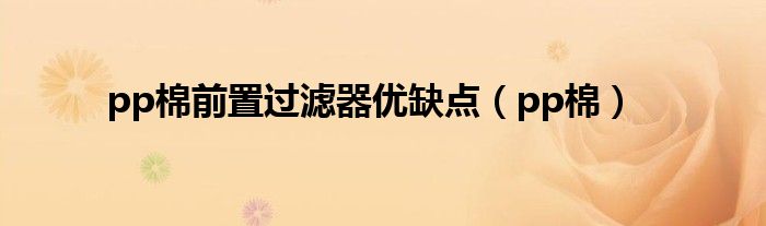 pp棉前置过滤器优缺点（pp棉）