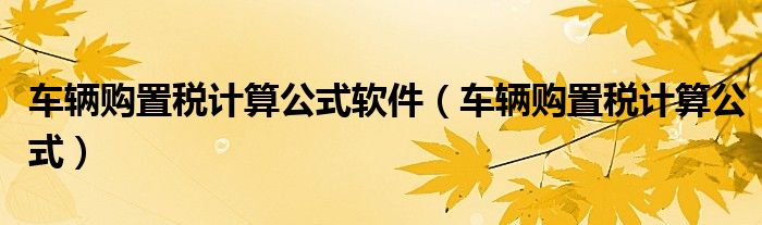 车辆购置税计算公式软件（车辆购置税计算公式）