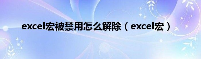 excel宏被禁用怎么解除（excel宏）