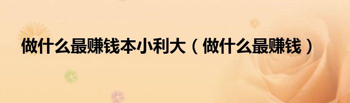 做什么最赚钱本小利大（做什么最赚钱）