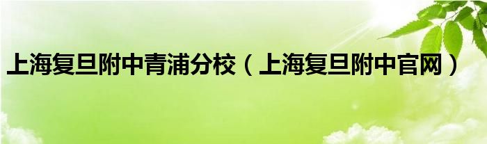 上海复旦附中青浦分校（上海复旦附中官网）
