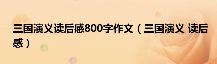 三国演义读后感800字作文（三国演义 读后感）