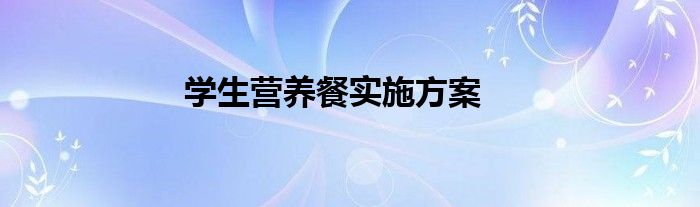 学生营养餐实施方案
