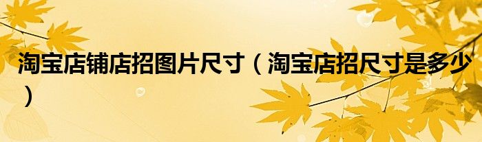 淘宝店铺店招图片尺寸（淘宝店招尺寸是多少）