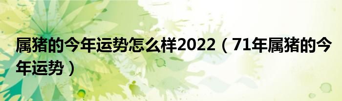 属猪的今年运势怎么样2022（71年属猪的今年运势）