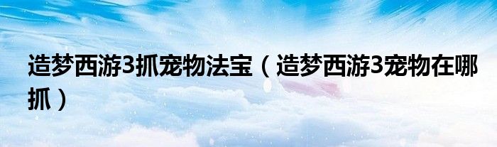 造梦西游3抓宠物法宝（造梦西游3宠物在哪抓）