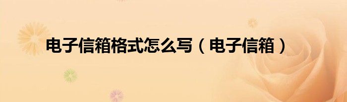 电子信箱格式怎么写（电子信箱）